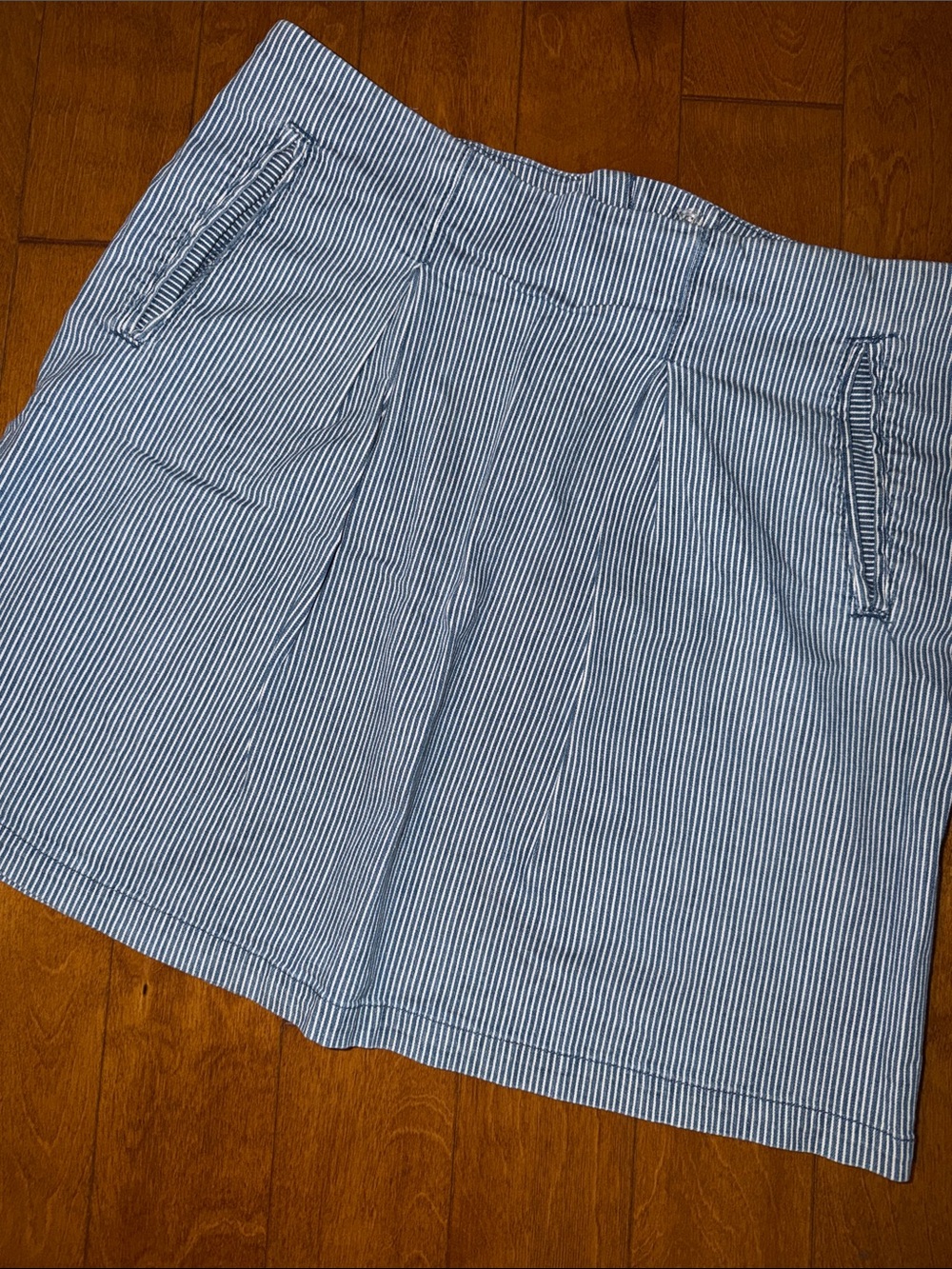 H&M Blue and White Pinstriped Mini Skirt